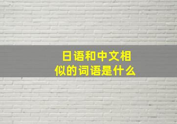 日语和中文相似的词语是什么