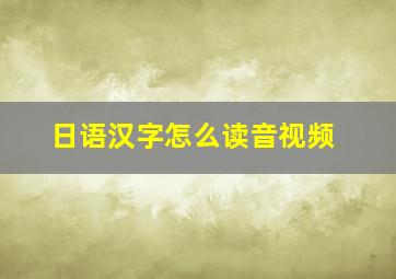 日语汉字怎么读音视频