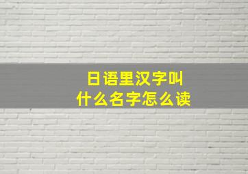 日语里汉字叫什么名字怎么读