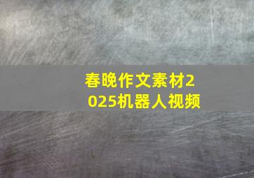 春晚作文素材2025机器人视频