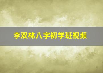 李双林八字初学班视频