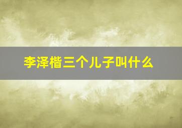 李泽楷三个儿子叫什么