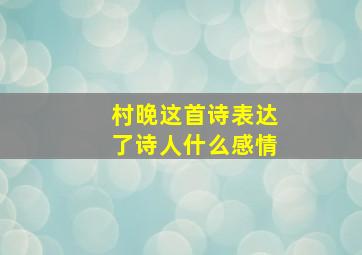 村晚这首诗表达了诗人什么感情