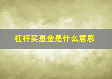 杠杆买基金是什么意思