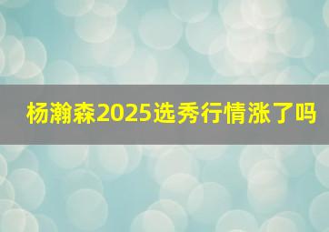 杨瀚森2025选秀行情涨了吗