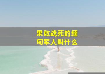 果敢战死的缅甸军人叫什么