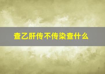 查乙肝传不传染查什么