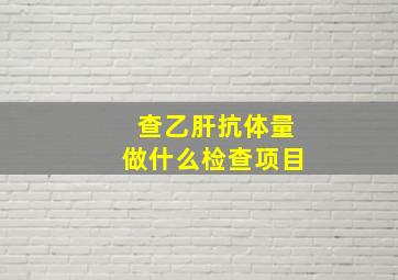 查乙肝抗体量做什么检查项目