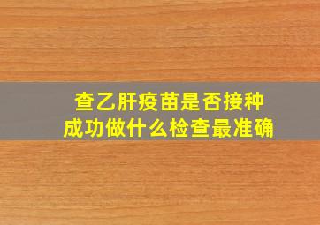 查乙肝疫苗是否接种成功做什么检查最准确