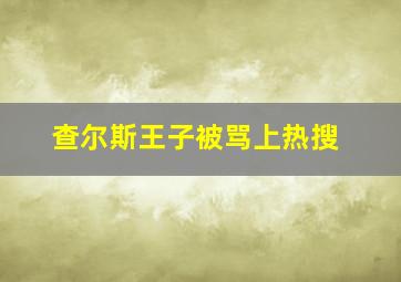 查尔斯王子被骂上热搜