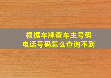 根据车牌查车主号码电话号码怎么查询不到