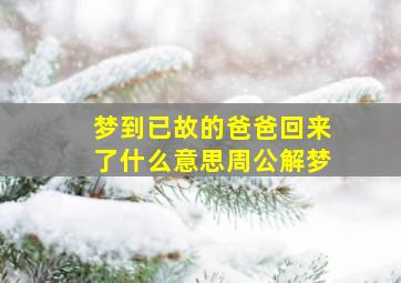 梦到已故的爸爸回来了什么意思周公解梦