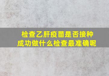 检查乙肝疫苗是否接种成功做什么检查最准确呢