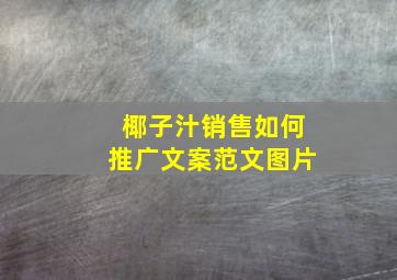 椰子汁销售如何推广文案范文图片