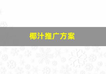 椰汁推广方案