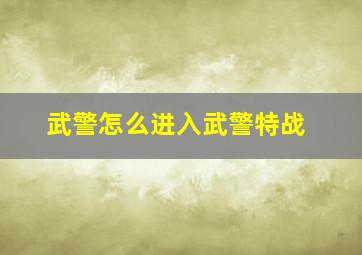 武警怎么进入武警特战