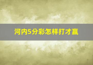 河内5分彩怎样打才赢