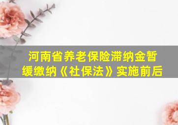 河南省养老保险滞纳金暂缓缴纳《社保法》实施前后