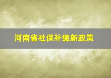 河南省社保补缴新政策