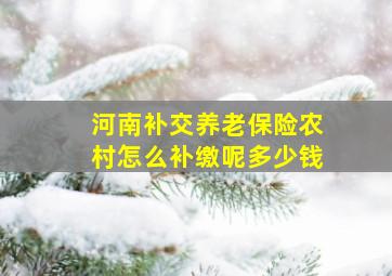 河南补交养老保险农村怎么补缴呢多少钱