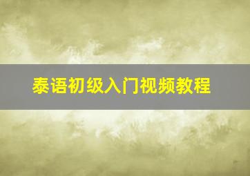 泰语初级入门视频教程