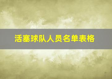 活塞球队人员名单表格