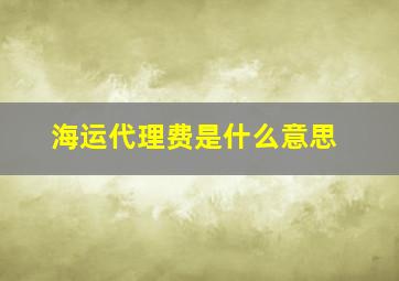 海运代理费是什么意思