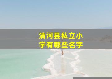 清河县私立小学有哪些名字