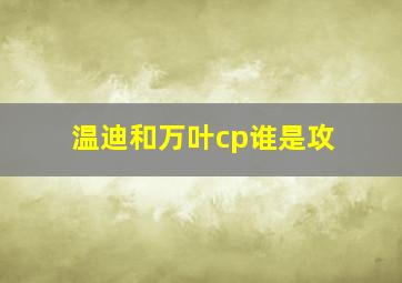 温迪和万叶cp谁是攻