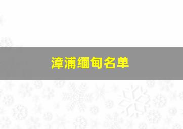 漳浦缅甸名单