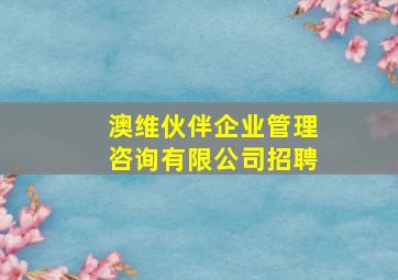 澳维伙伴企业管理咨询有限公司招聘