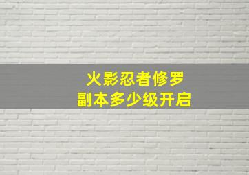 火影忍者修罗副本多少级开启