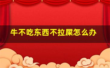 牛不吃东西不拉屎怎么办