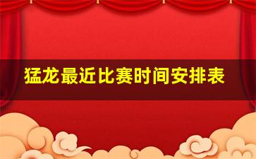 猛龙最近比赛时间安排表