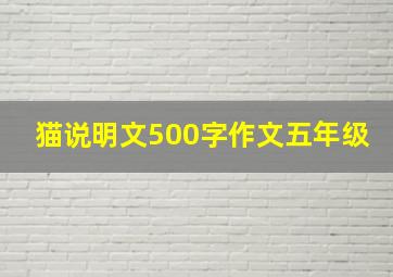 猫说明文500字作文五年级