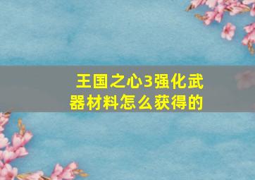 王国之心3强化武器材料怎么获得的