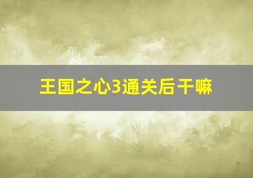 王国之心3通关后干嘛