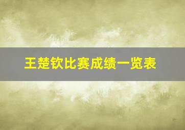 王楚钦比赛成绩一览表