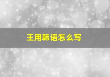 王用韩语怎么写