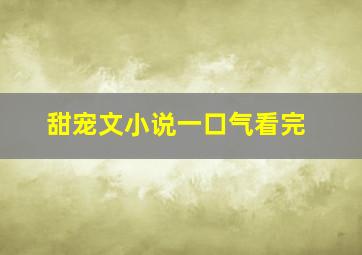 甜宠文小说一口气看完