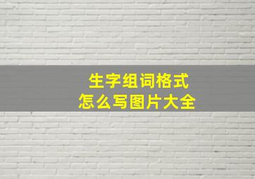 生字组词格式怎么写图片大全