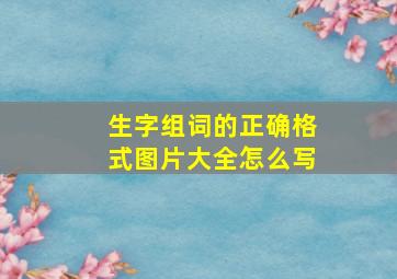 生字组词的正确格式图片大全怎么写