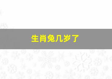 生肖兔几岁了