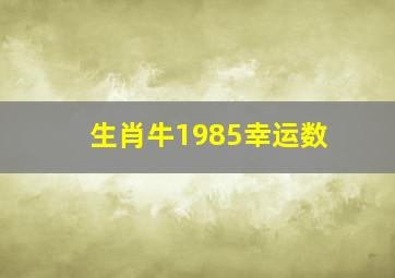 生肖牛1985幸运数