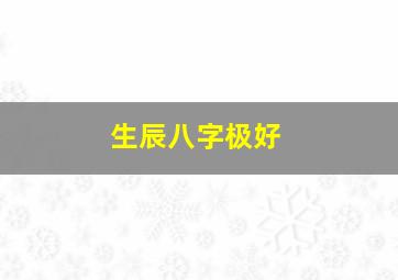 生辰八字极好