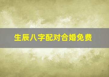 生辰八字配对合婚免费