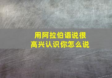 用阿拉伯语说很高兴认识你怎么说