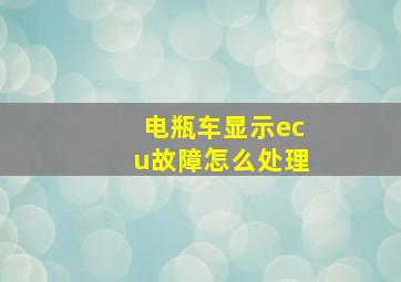 电瓶车显示ecu故障怎么处理