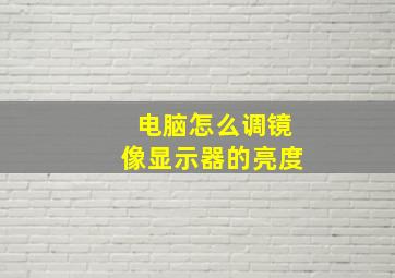 电脑怎么调镜像显示器的亮度