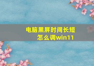 电脑黑屏时间长短怎么调win11